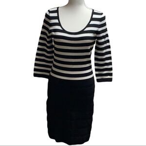 Mng Suit by Mango Black & White Bodice Black Skirt Contrast Bodycon Dress Small